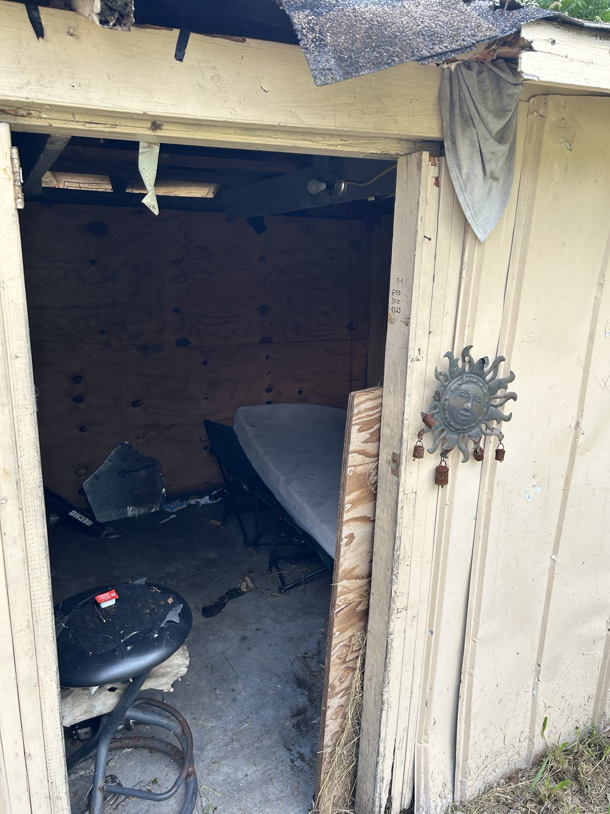 Inside the outbuilding